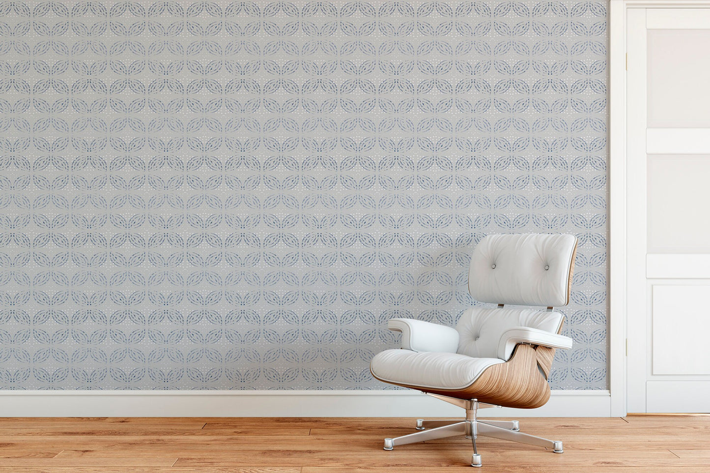 Knit Inspired 'Isle de Fleur' Metallic Grass Cloth Wallpaper - Gray, Blue Geometric Modern - Non-Pasted Commercial Grade