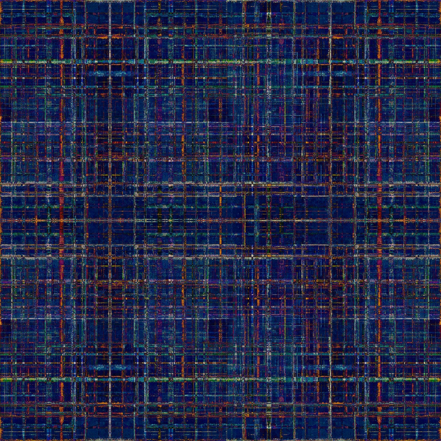 Plaid Declan Metallic Grass Cloth Wallpaper -Blue, Multi-Color Modern Plaid - Non-Pasted Commercial Grade