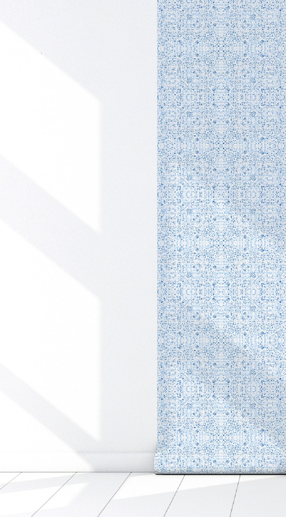 Poppies Blue Vinyl Canvas Wallpaper - French Country Floral Design - Removable Reusable Peel & Stick Wallpaper Panel