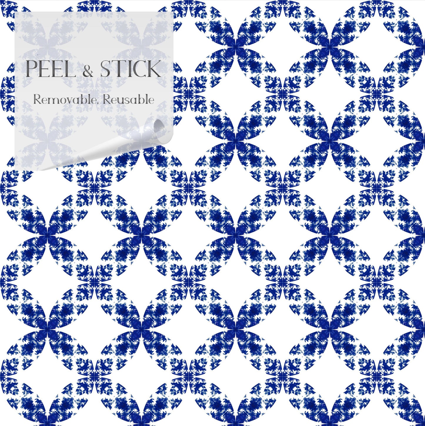 Prosperity Coastal/Farmhouse Peel and Stick Wallpaper - Blue Geometric Argyle - Water-Resistant Embossed Vinyl Canvas