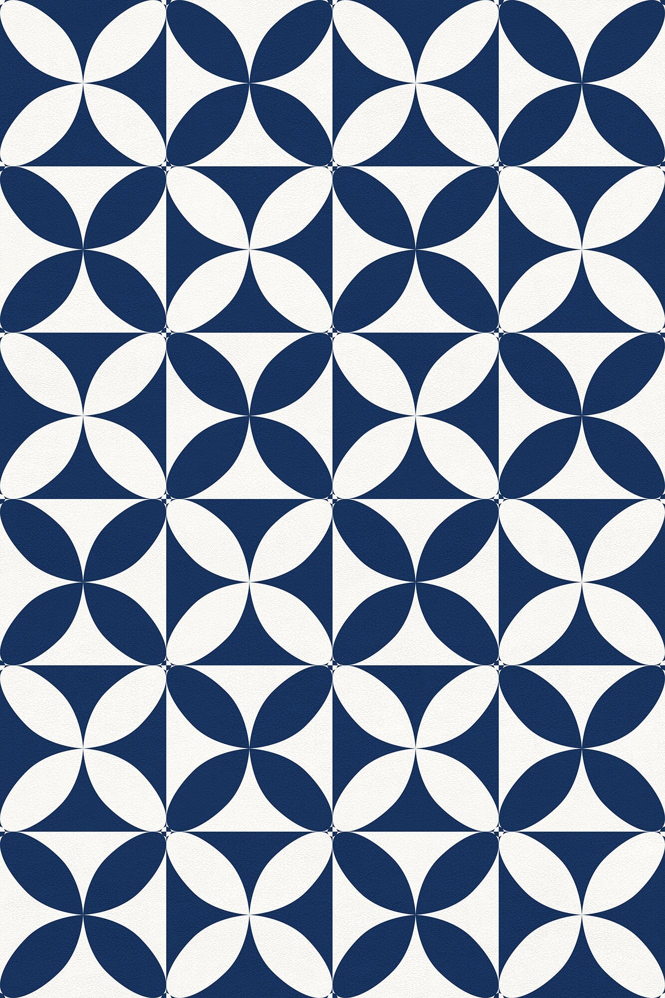 Fleur in Navy Versatile Vinyl Indoor/Outdoor Washable Rug - Contemporary Coastal Blue Geometric - Vinyl with Non-Slip Latex Backing
