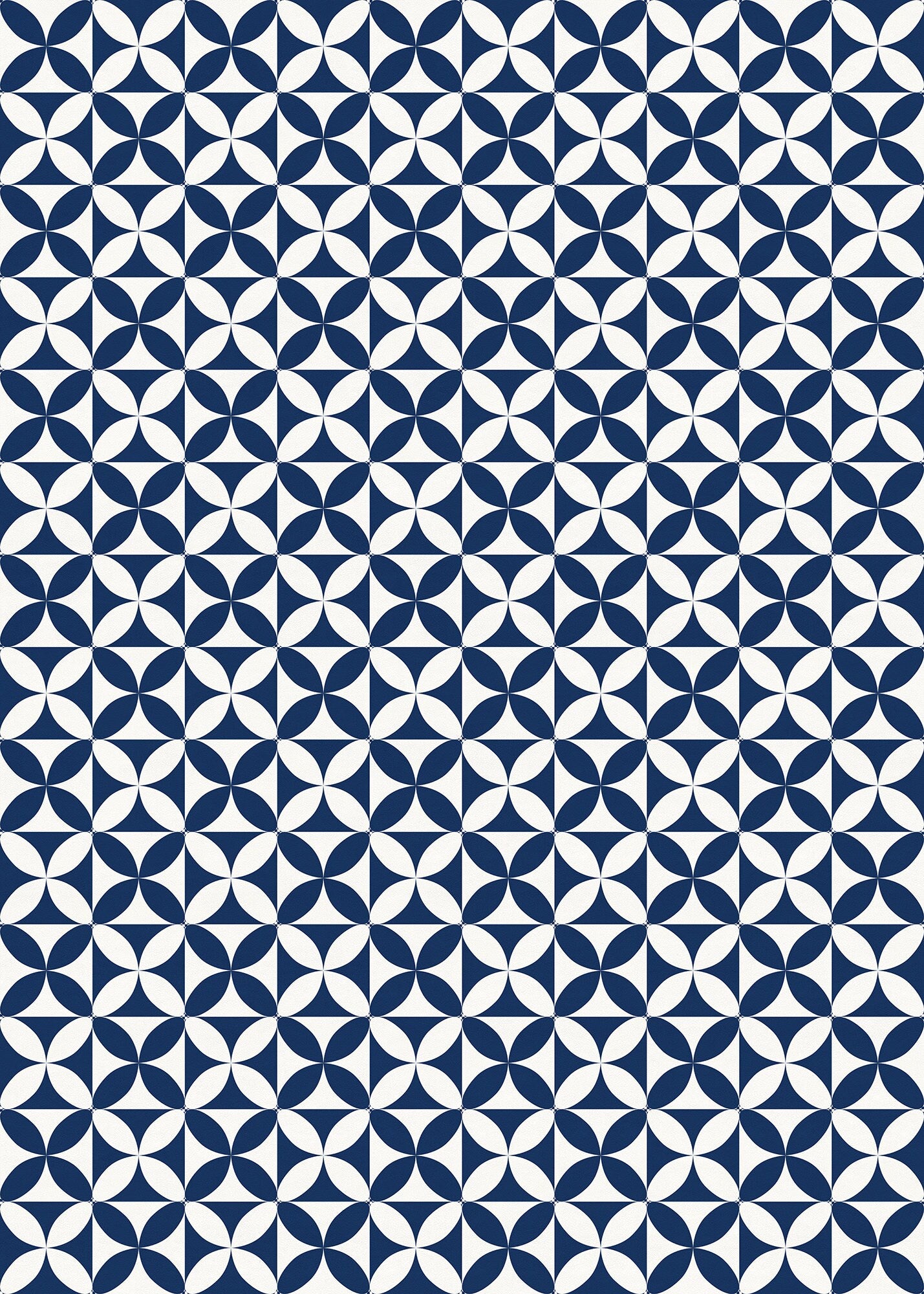 Fleur in Navy Versatile Vinyl Indoor/Outdoor Washable Rug - Contemporary Coastal Blue Geometric - Vinyl with Non-Slip Latex Backing