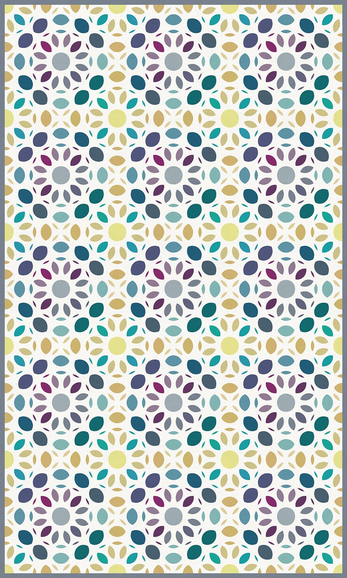 Bali Dance Versatile Indoor/Outdoor Rug - Multi-Color Mid-Century Mosaic - Vinyl with Non-Slip Latex Backing