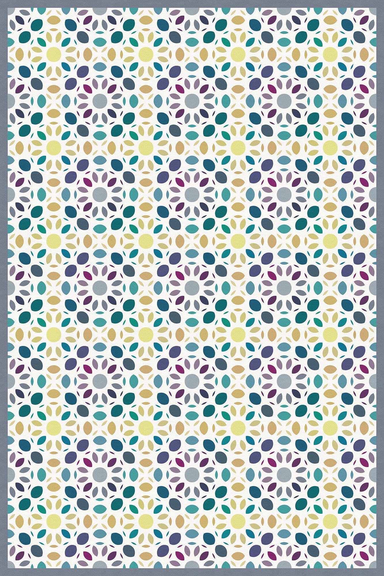 Bali Dance Versatile Indoor/Outdoor Rug - Multi-Color Mid-Century Mosaic - Vinyl with Non-Slip Latex Backing