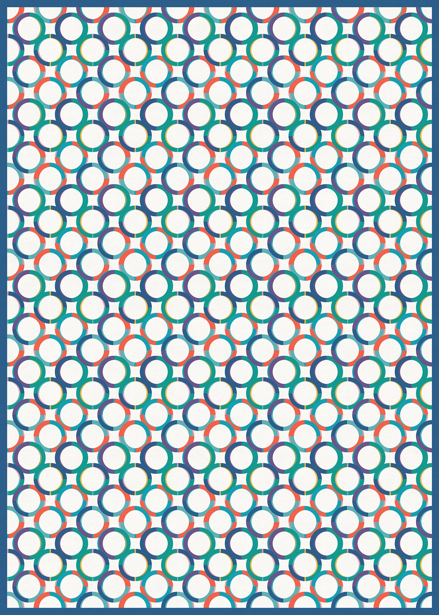 Bubbles Versatile Indoor/Outdoor Washable Rug - Blue, Orange, Teal Modern Geometric Circles - Vinyl with Non-Slip Latex Backing