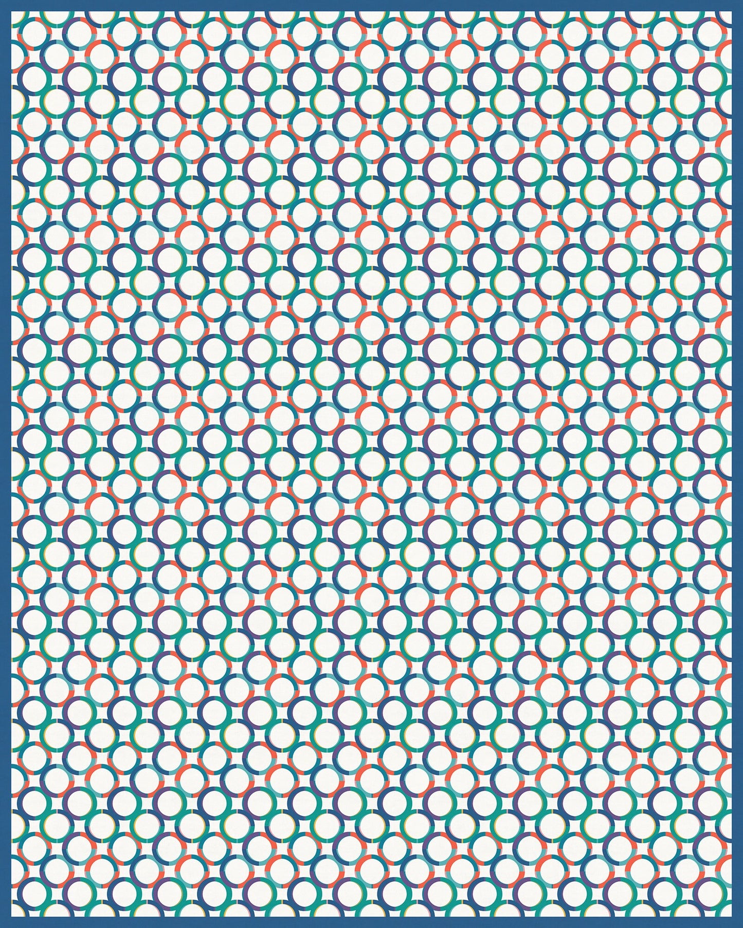 Bubbles Versatile Indoor/Outdoor Washable Rug - Blue, Orange, Teal Modern Geometric Circles - Vinyl with Non-Slip Latex Backing