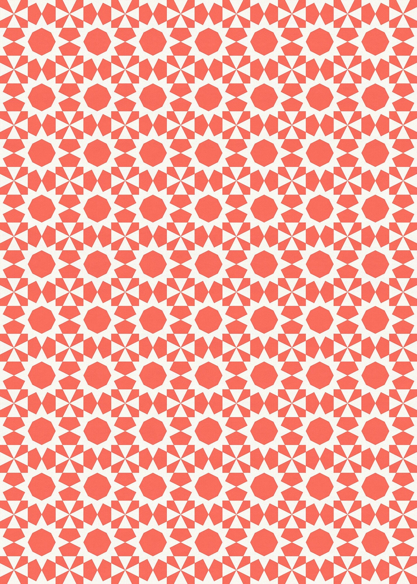Tan Lines Indoor/Outdoor Washable Floor Covering - Orange, Coral Mid-Century Geometric - 2-Ply Vinyl with Non-Slip Latex Backing