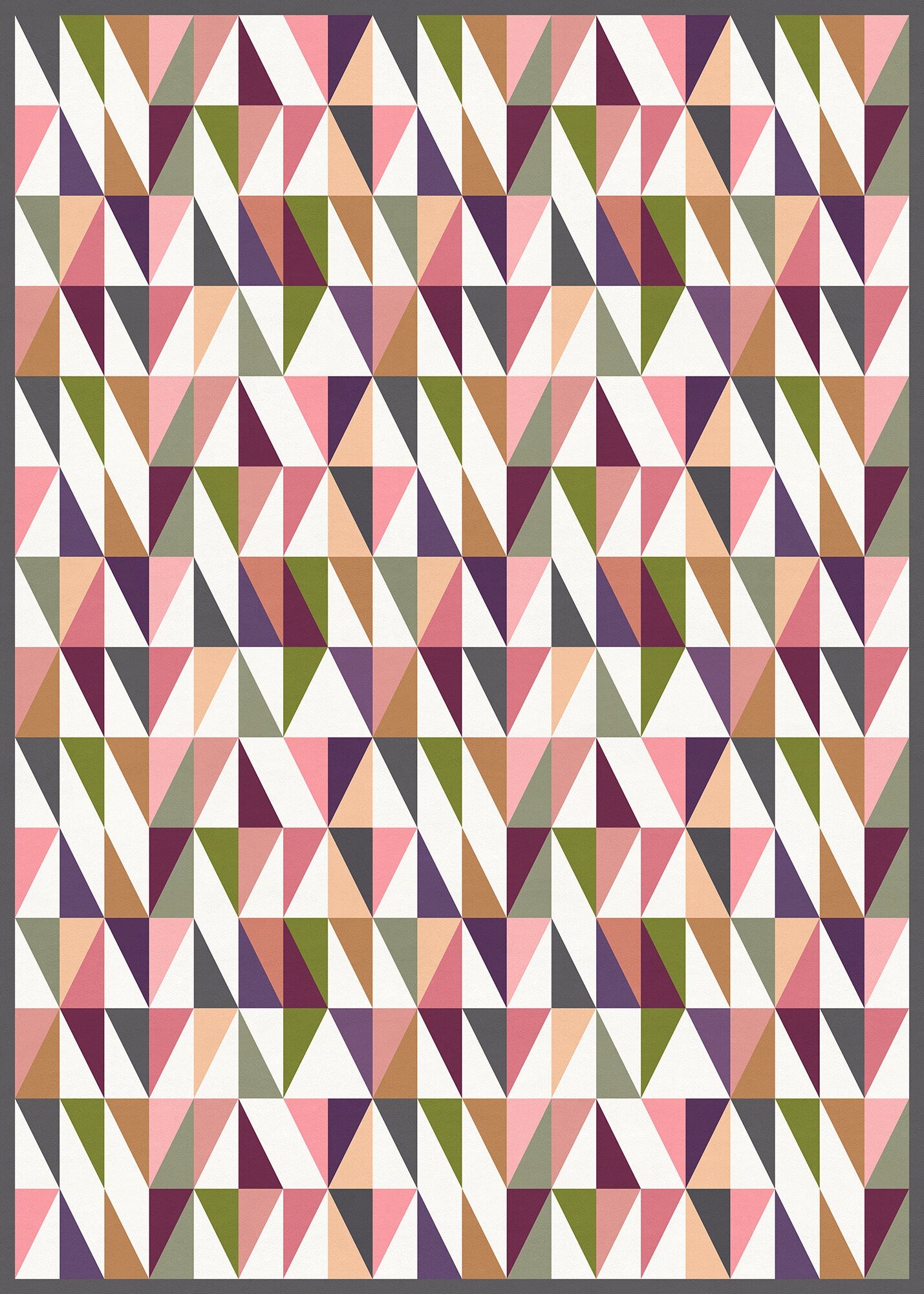 Grand Teton Versatile Indoor/Outdoor Washable Rug - Purple, Green, Tan Mid-Century Geometric - Vinyl with Non-Slip Latex Backing