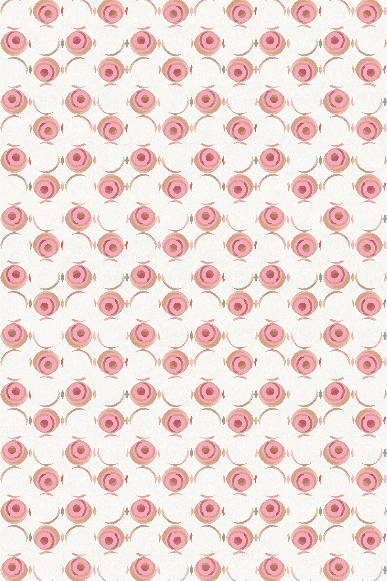 Rosebud Indoor/Outdoor Washable Floor Covering - Pink Bohemian Geometric Floral - 2-Ply Vinyl with Non-Slip Latex Backing