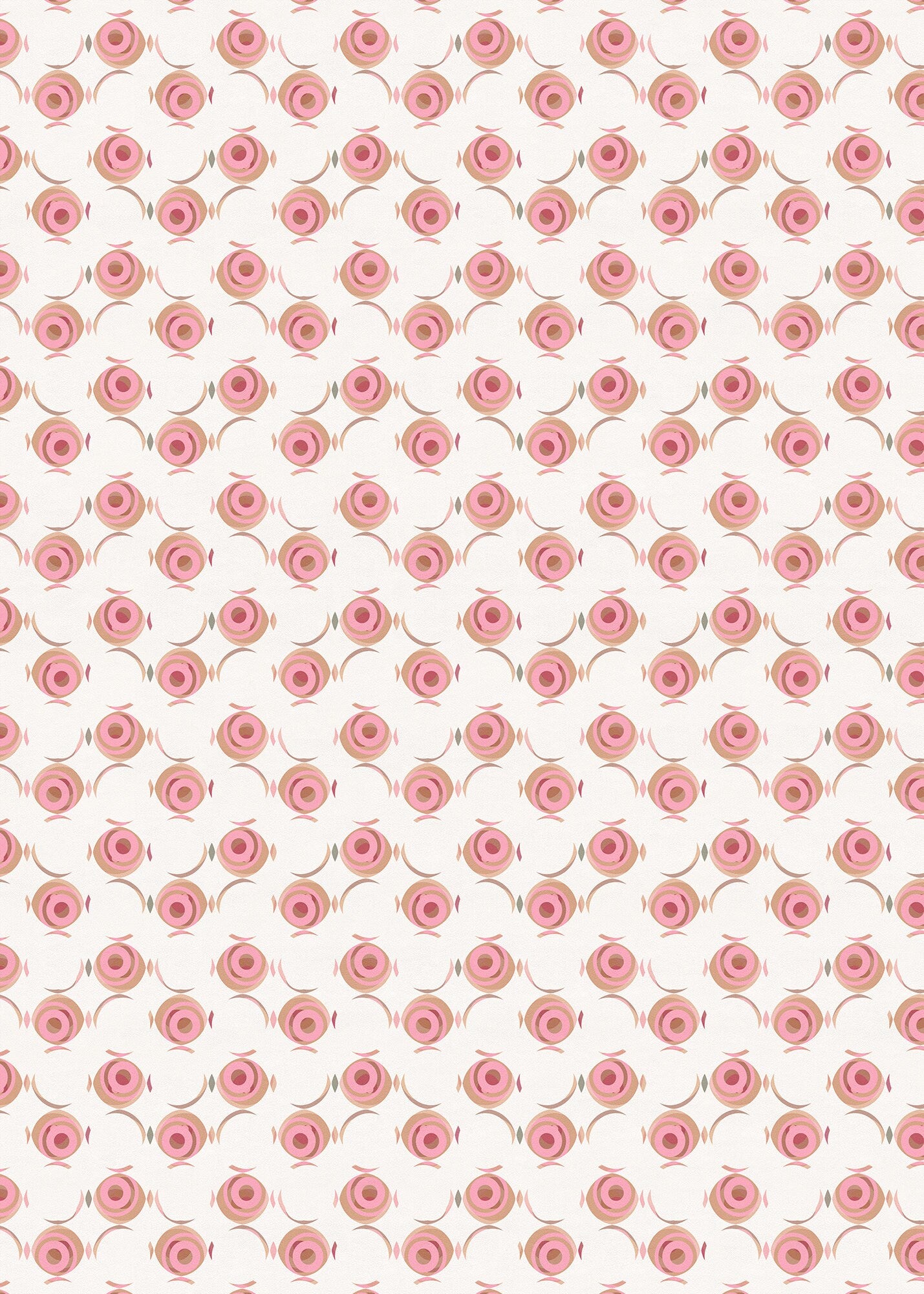 Rosebud Indoor/Outdoor Washable Floor Covering - Pink Bohemian Geometric Floral - 2-Ply Vinyl with Non-Slip Latex Backing