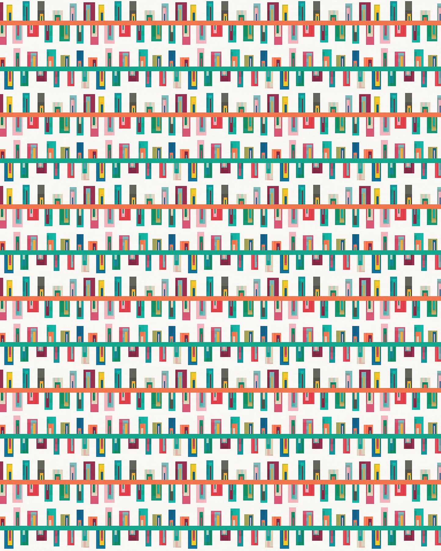 Keep Climbing Versatile Indoor/Outdoor Washable Rug - Mid-Century Multi-Color Striped - Vinyl with Non-Slip Backing