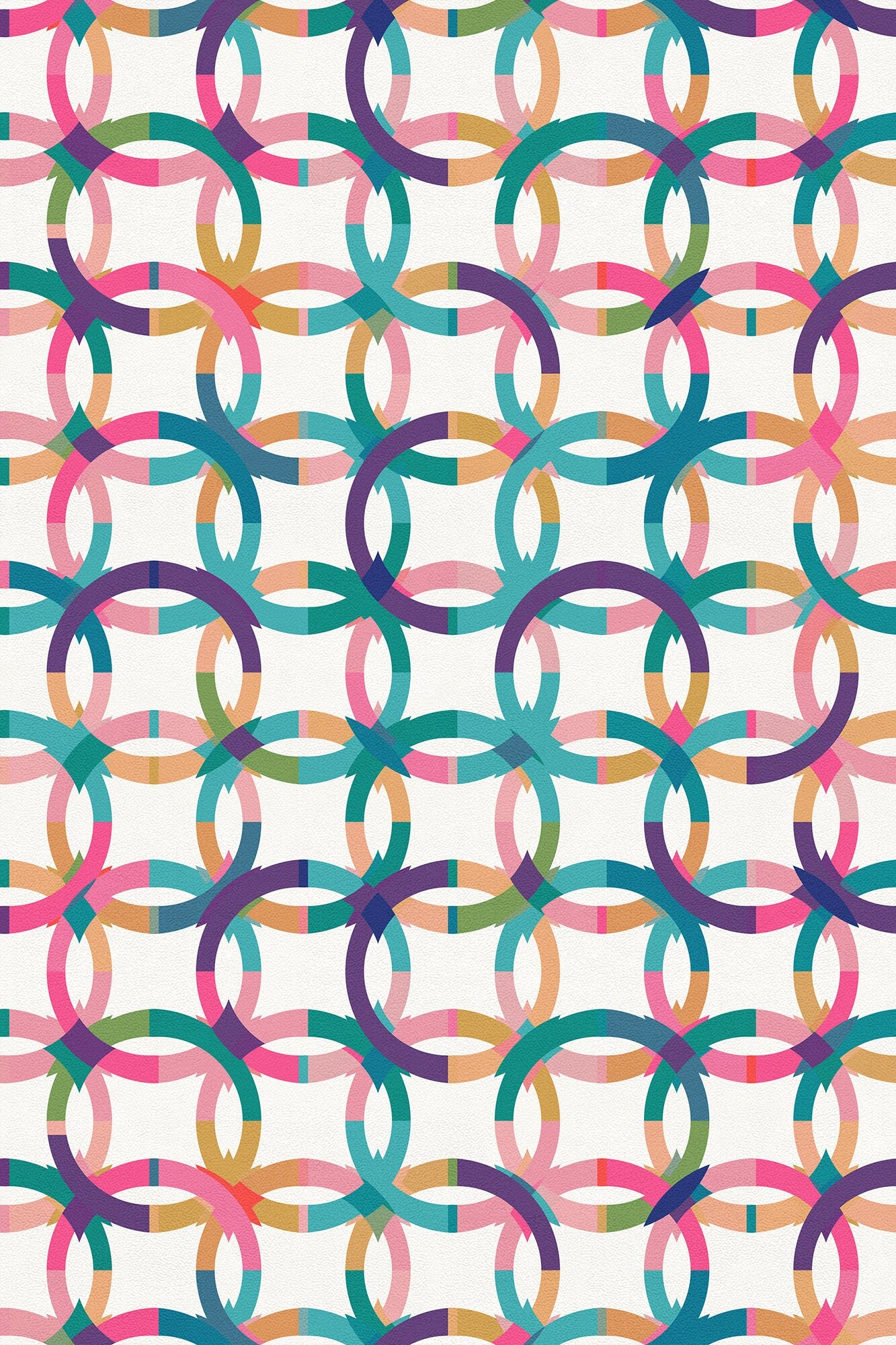 Loop de Loop Versatile Indoor/Outdoor Washable Rug - Multicolor Mid-Century - Vinyl with Non-Slip Latex Backing
