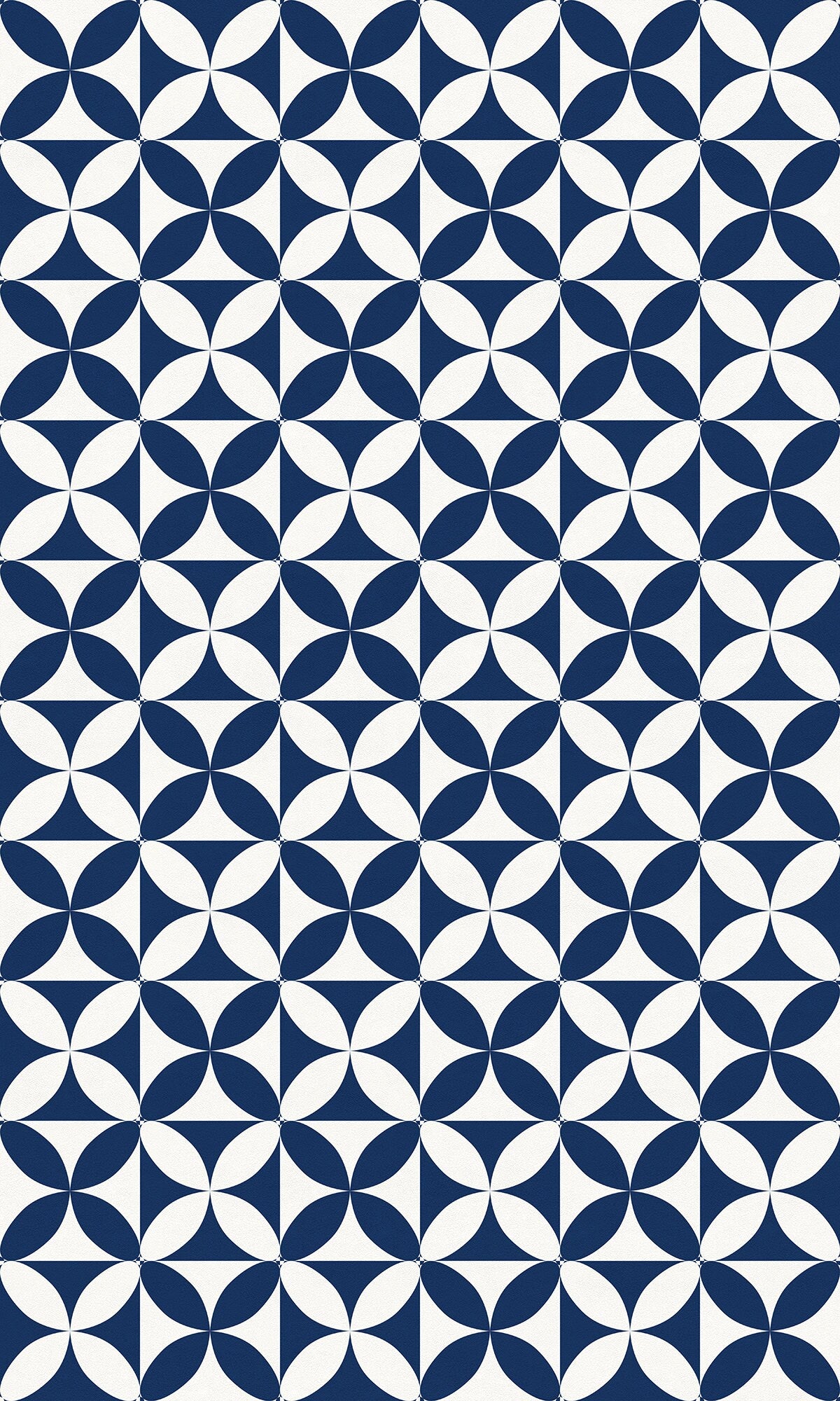 Fleur in Navy Versatile Vinyl Indoor/Outdoor Washable Rug - Contemporary Coastal Blue Geometric - Vinyl with Non-Slip Latex Backing
