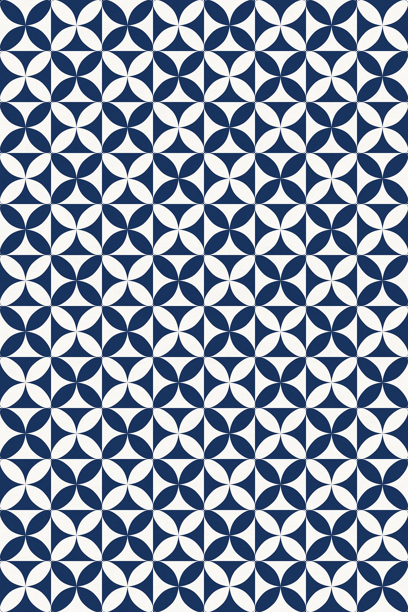 Fleur in Navy Versatile Vinyl Indoor/Outdoor Washable Rug - Contemporary Coastal Blue Geometric - Vinyl with Non-Slip Latex Backing