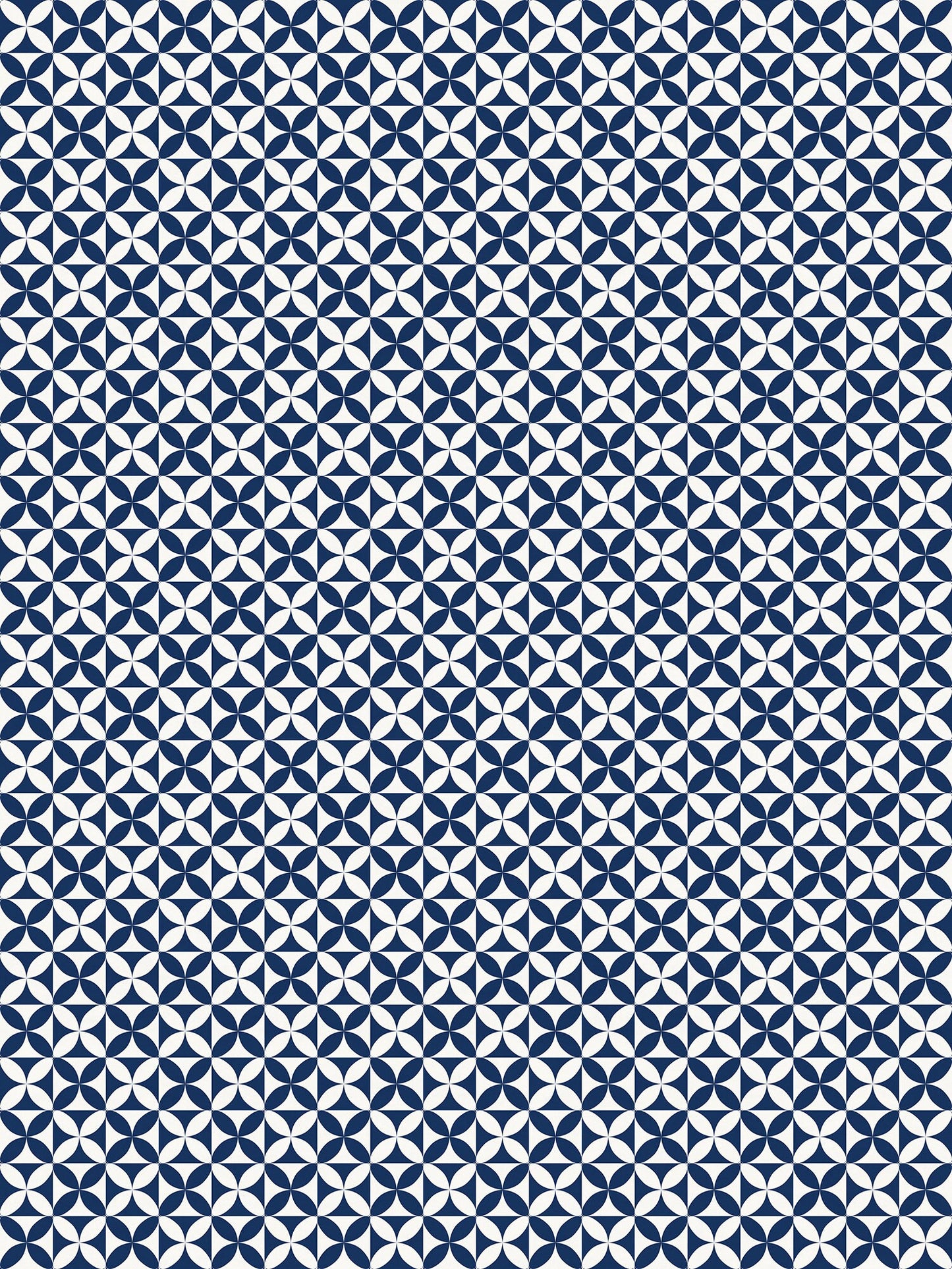 Fleur in Navy Versatile Vinyl Indoor/Outdoor Washable Rug - Contemporary Coastal Blue Geometric - Vinyl with Non-Slip Latex Backing