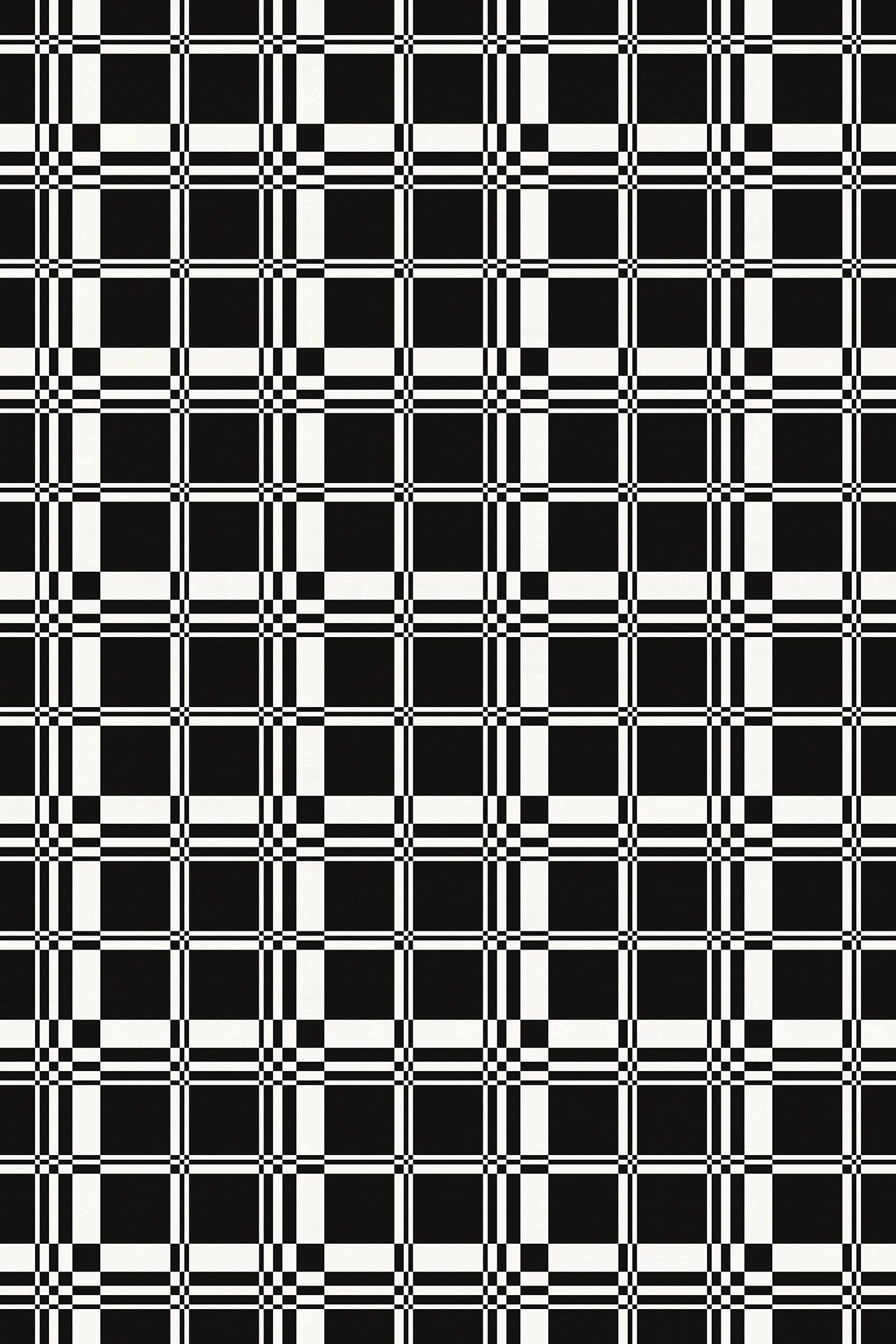 Checkmate Plaid Versatile Indoor/Outdoor Washable Rug - Modern Industrial Black Plaid - Vinyl with Non-Slip Latex Backing