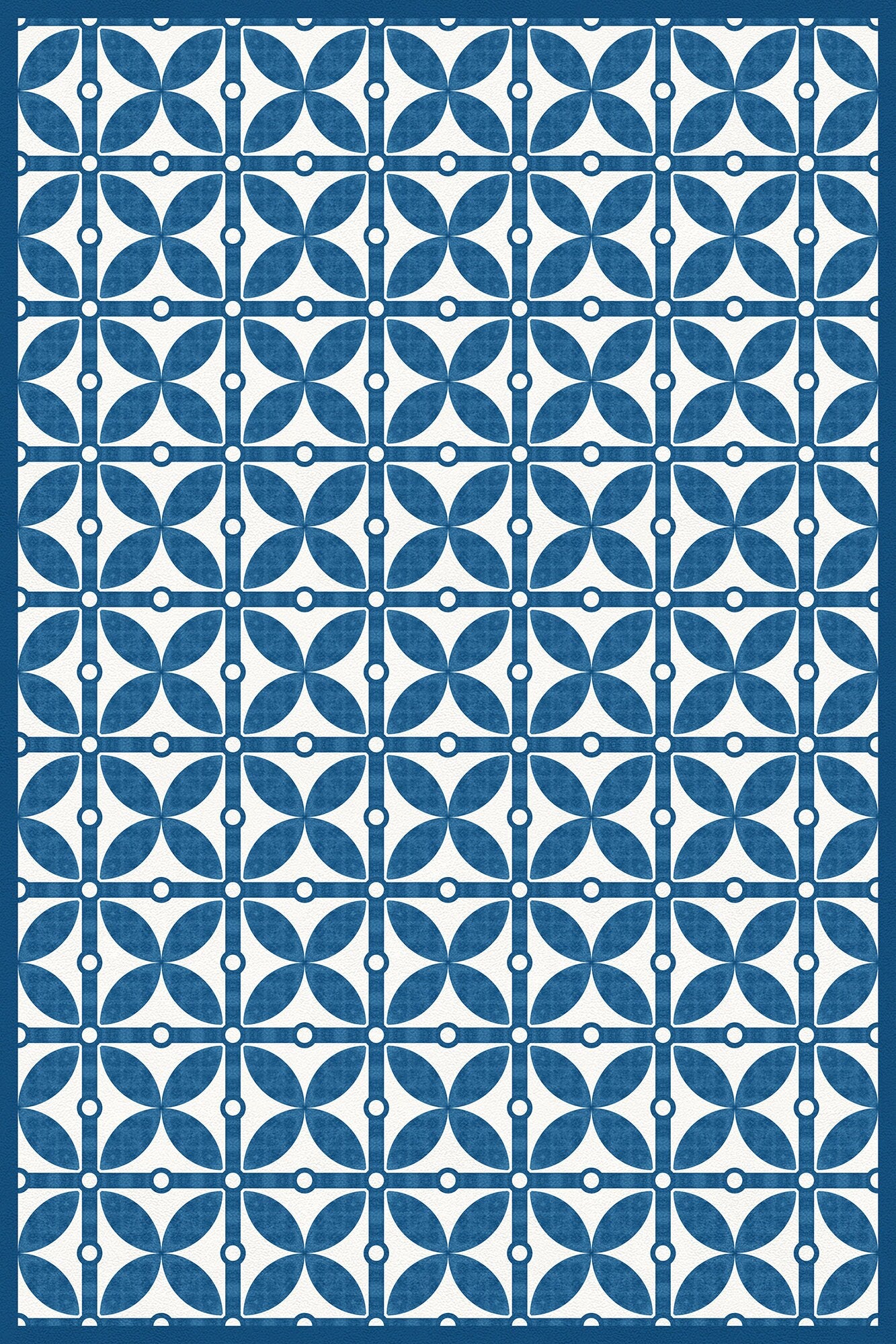 Charleston Versatile Indoor/Outdoor Washable Rug - Contemporary Coastal Geometric Blue - Vinyl with Non-Slip Latex Backing