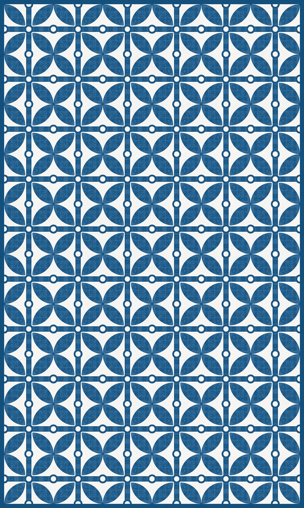 Charleston Versatile Indoor/Outdoor Washable Rug - Contemporary Coastal Geometric Blue - Vinyl with Non-Slip Latex Backing