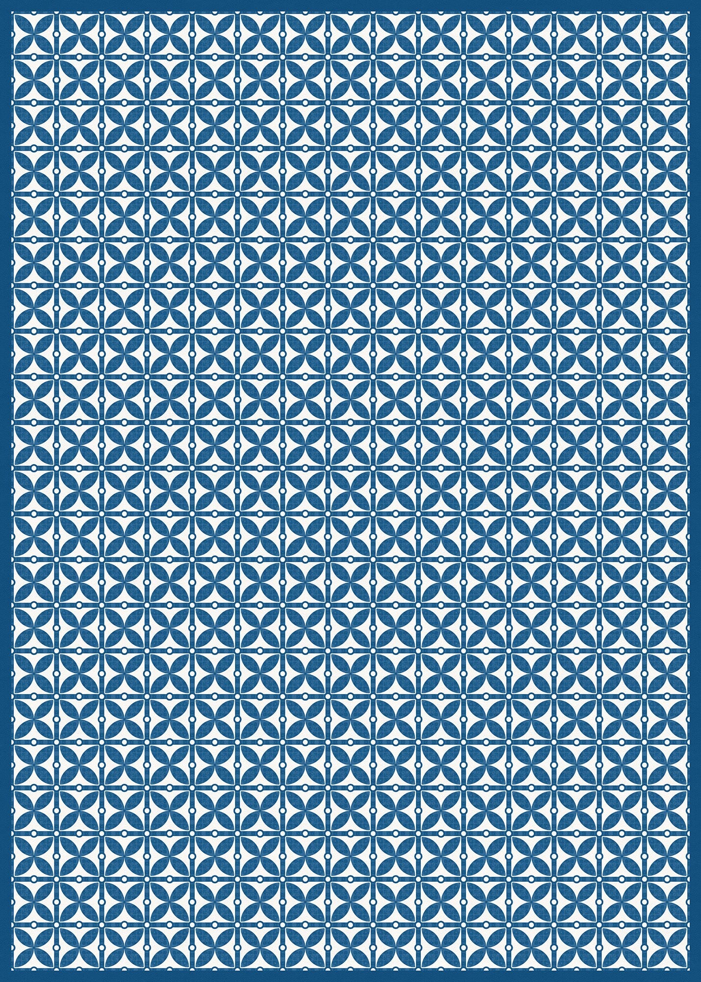 Charleston Versatile Indoor/Outdoor Washable Rug - Contemporary Coastal Geometric Blue - Vinyl with Non-Slip Latex Backing