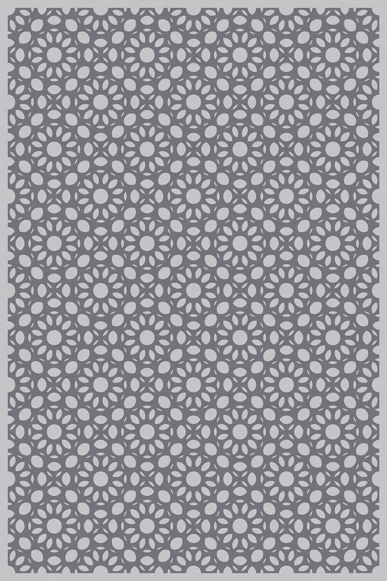 Dahlia Versatile Indoor/Outdoor Washable Rug - Rectangle Farmhouse Geometric Gray - Vinyl with Non-Slip Latex Backing