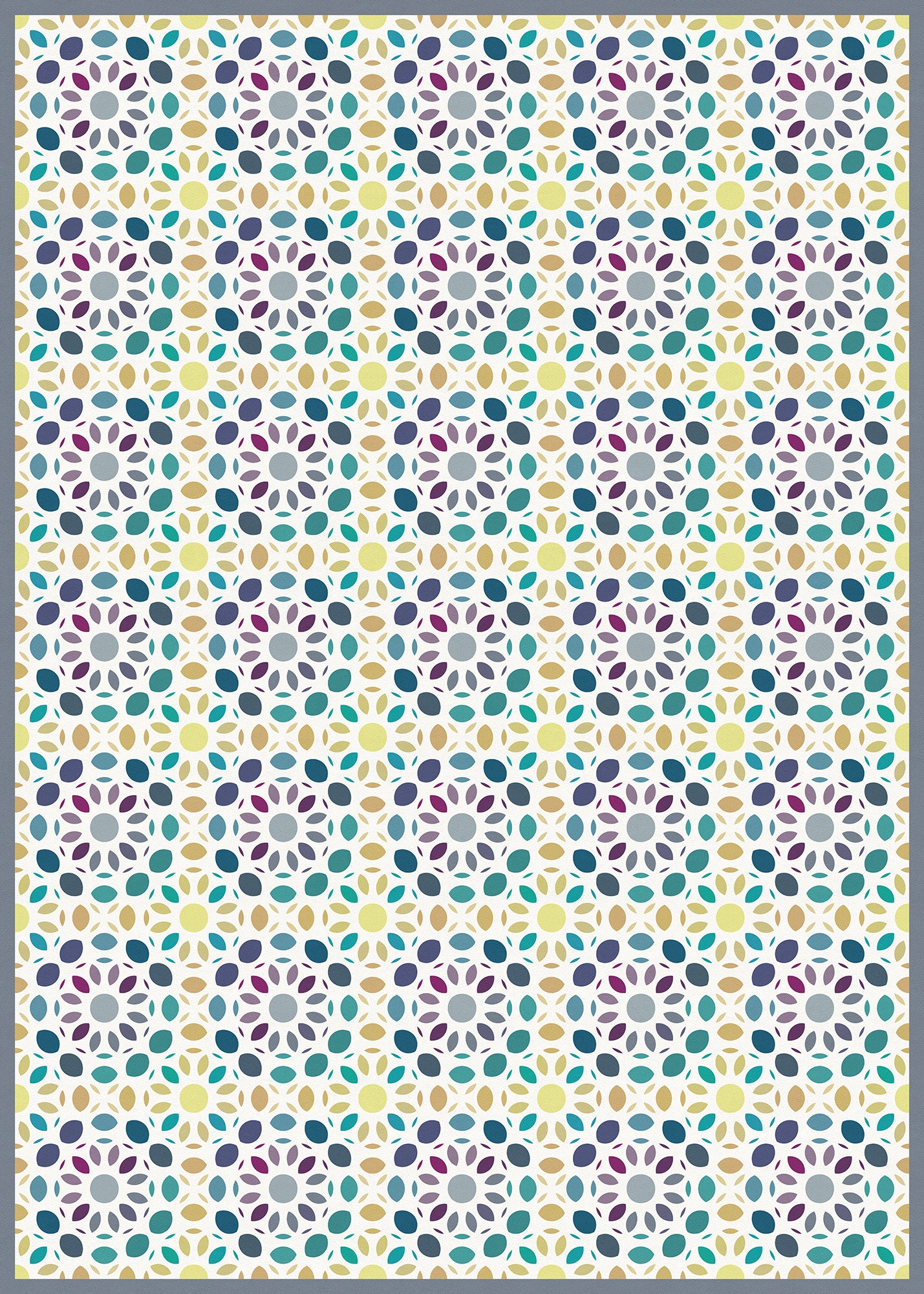 Bali Dance Versatile Indoor/Outdoor Rug - Multi-Color Mid-Century Mosaic - Vinyl with Non-Slip Latex Backing