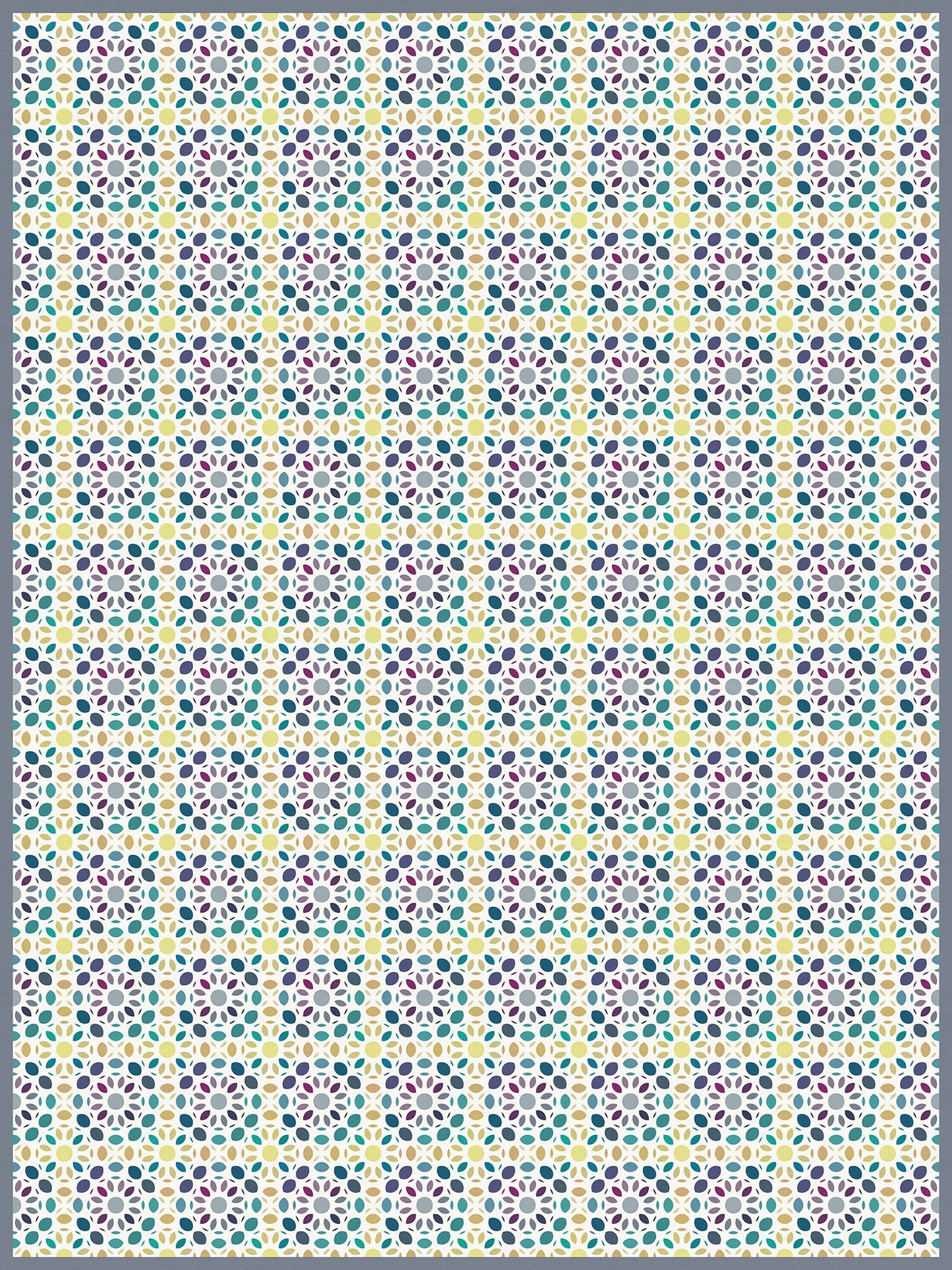 Bali Dance Versatile Indoor/Outdoor Rug - Multi-Color Mid-Century Mosaic - Vinyl with Non-Slip Latex Backing