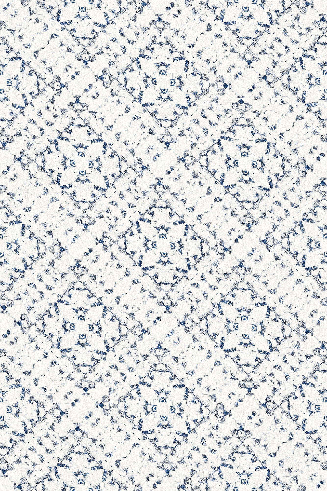 Royal Lace Indoor/Outdoor Washable Floor Covering - Blue, White Modern Farmhouse - 2-Ply Vinyl with Non-Slip Latex Backing