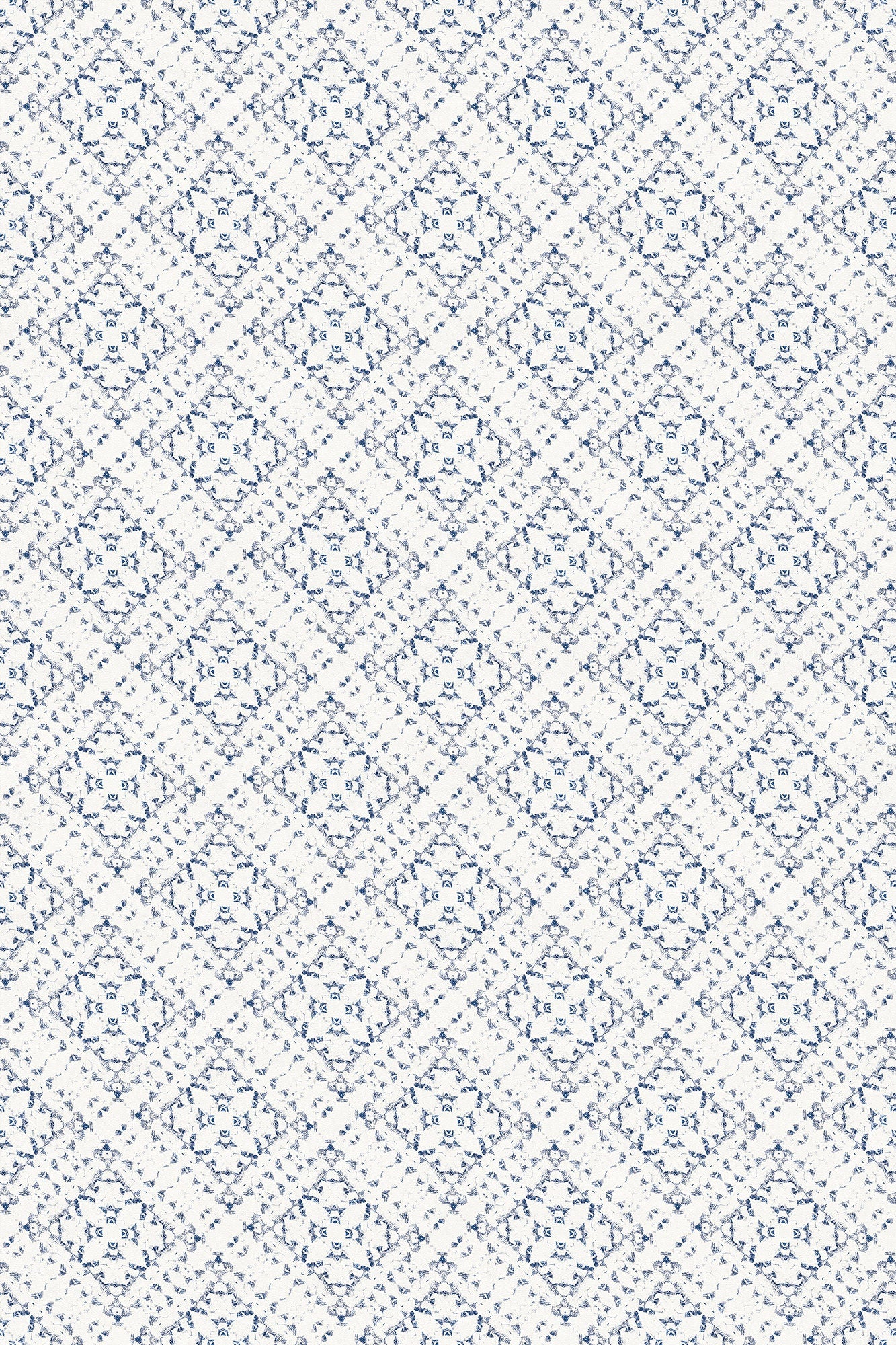 Royal Lace Indoor/Outdoor Washable Floor Covering - Blue, White Modern Farmhouse - 2-Ply Vinyl with Non-Slip Latex Backing