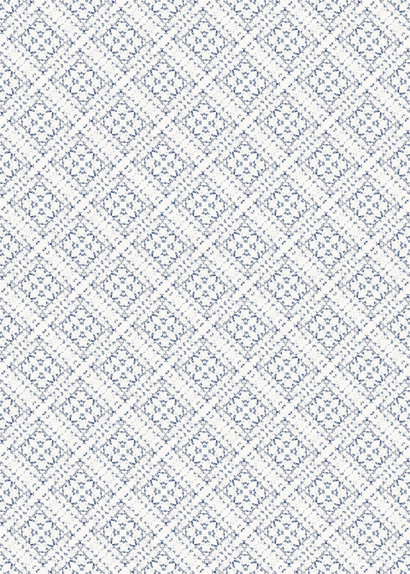 Royal Lace Indoor/Outdoor Washable Floor Covering - Blue, White Modern Farmhouse - 2-Ply Vinyl with Non-Slip Latex Backing