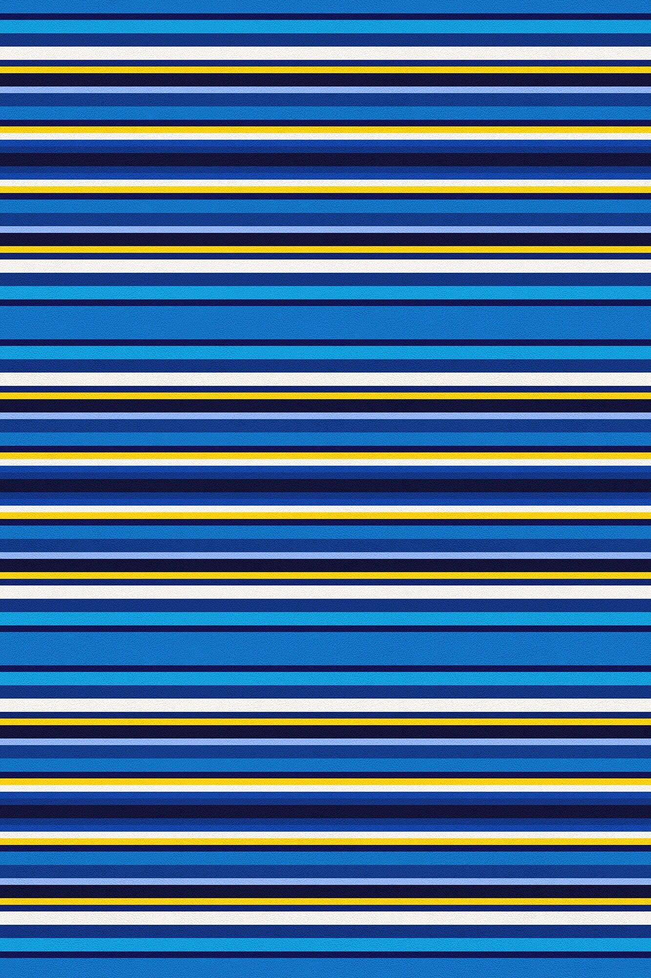 Blue Cabana Stripes Versatile Indoor/Outdoor Washable Rug - Blue, Yellow Modern Coastal Stripes - Vinyl with Non-Slip Latex Backing