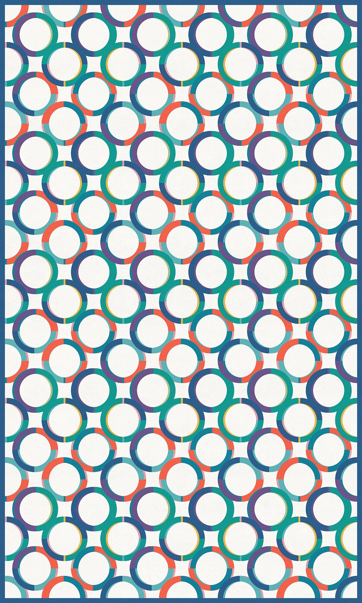 Bubbles Versatile Indoor/Outdoor Washable Rug - Blue, Orange, Teal Modern Geometric Circles - Vinyl with Non-Slip Latex Backing