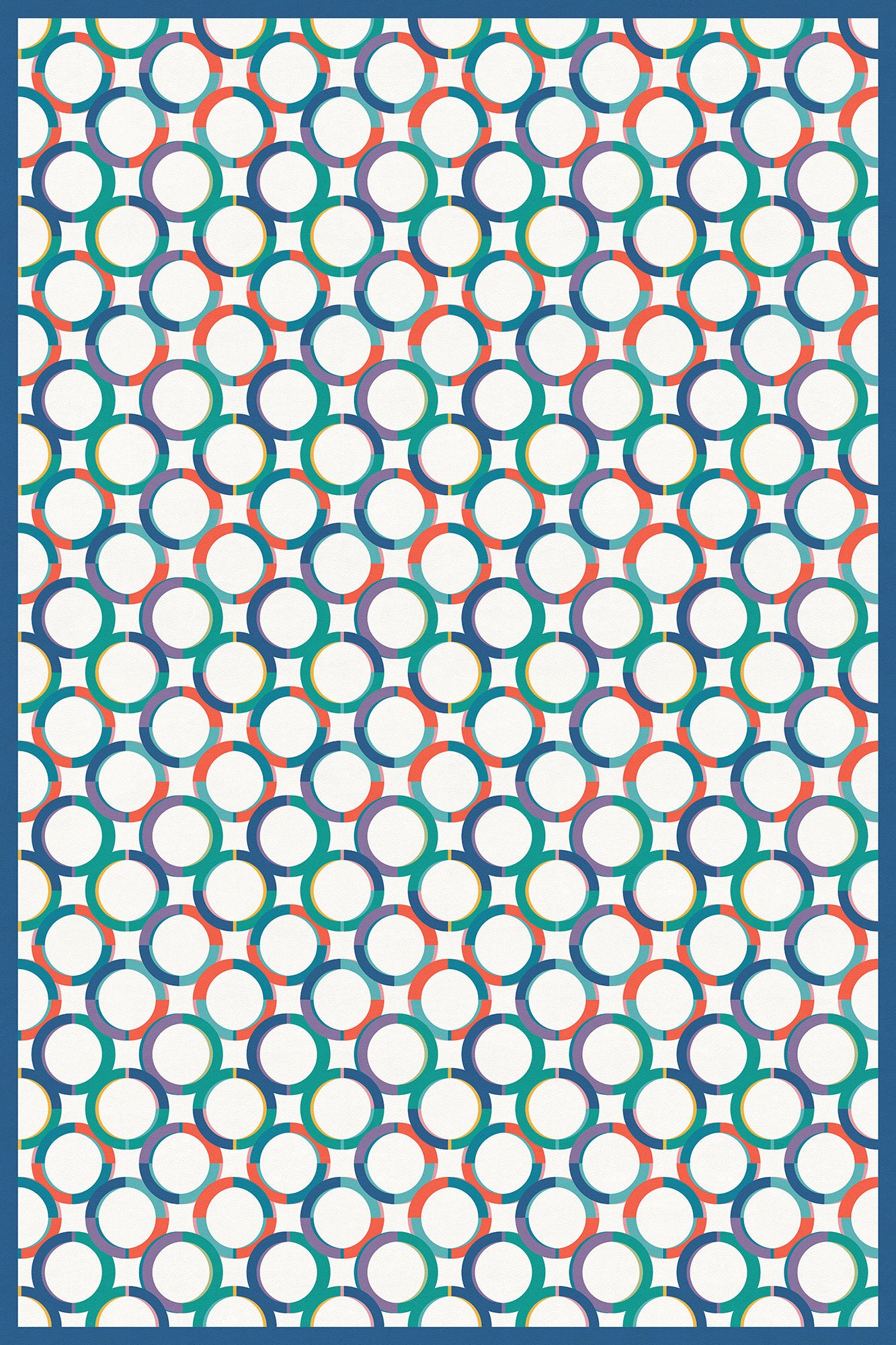 Bubbles Versatile Indoor/Outdoor Washable Rug - Blue, Orange, Teal Modern Geometric Circles - Vinyl with Non-Slip Latex Backing