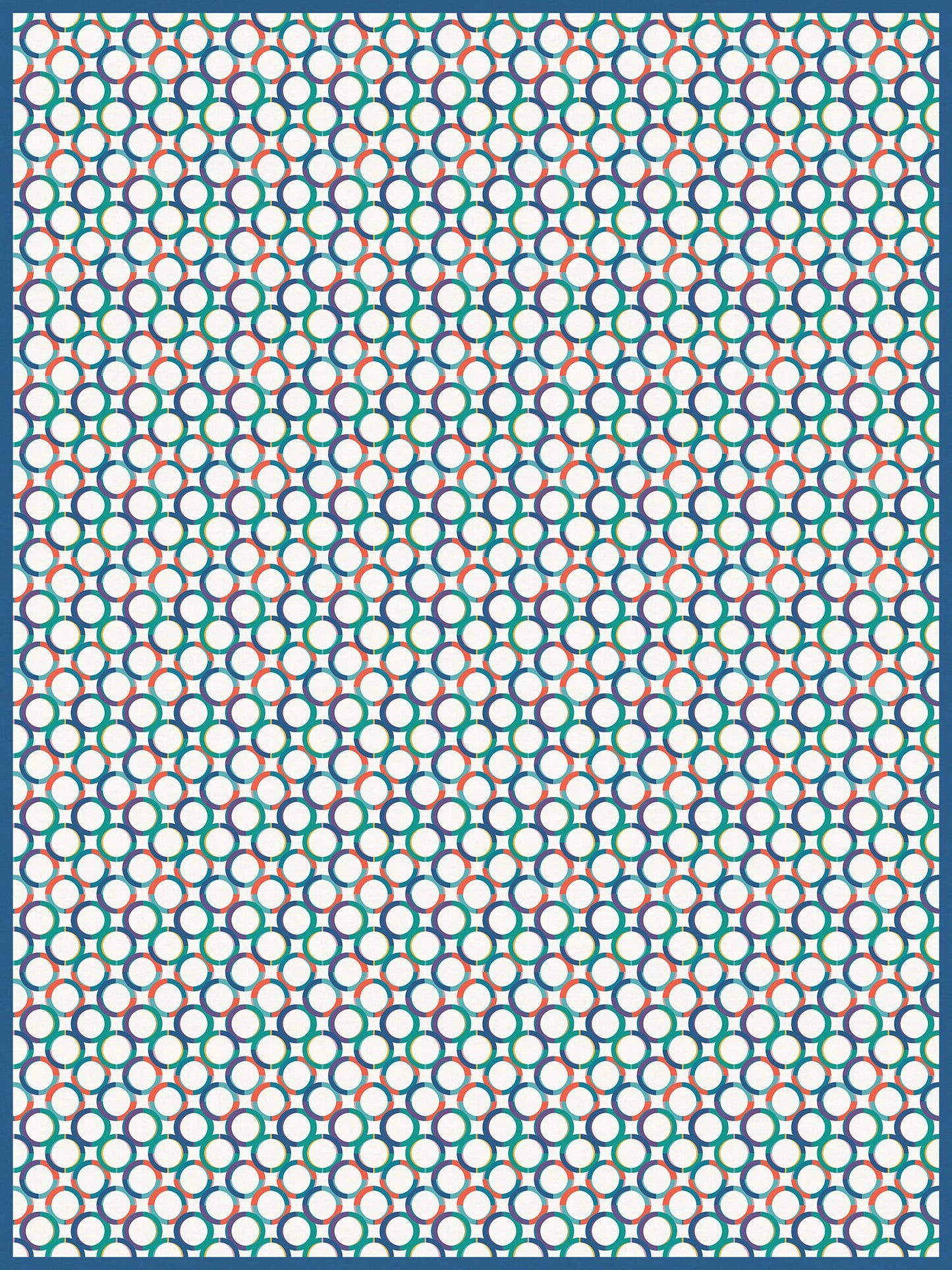 Bubbles Versatile Indoor/Outdoor Washable Rug - Blue, Orange, Teal Modern Geometric Circles - Vinyl with Non-Slip Latex Backing