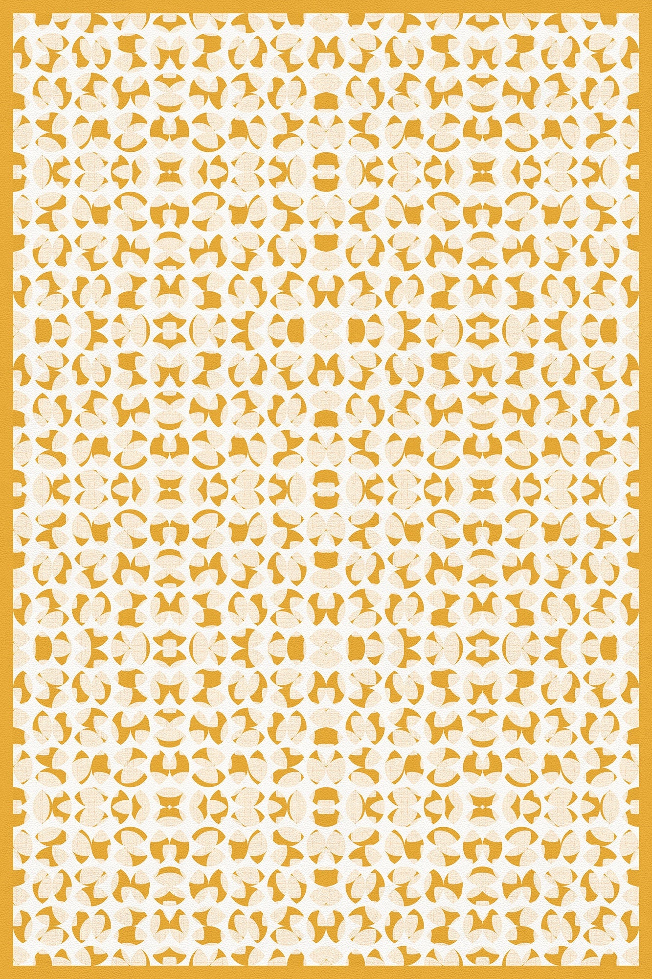 Sunglow Indoor/Outdoor Washable Floor Covering - Yellow, Orange Mid-Century - 2-Ply Vinyl with Non-Slip Latex Backing