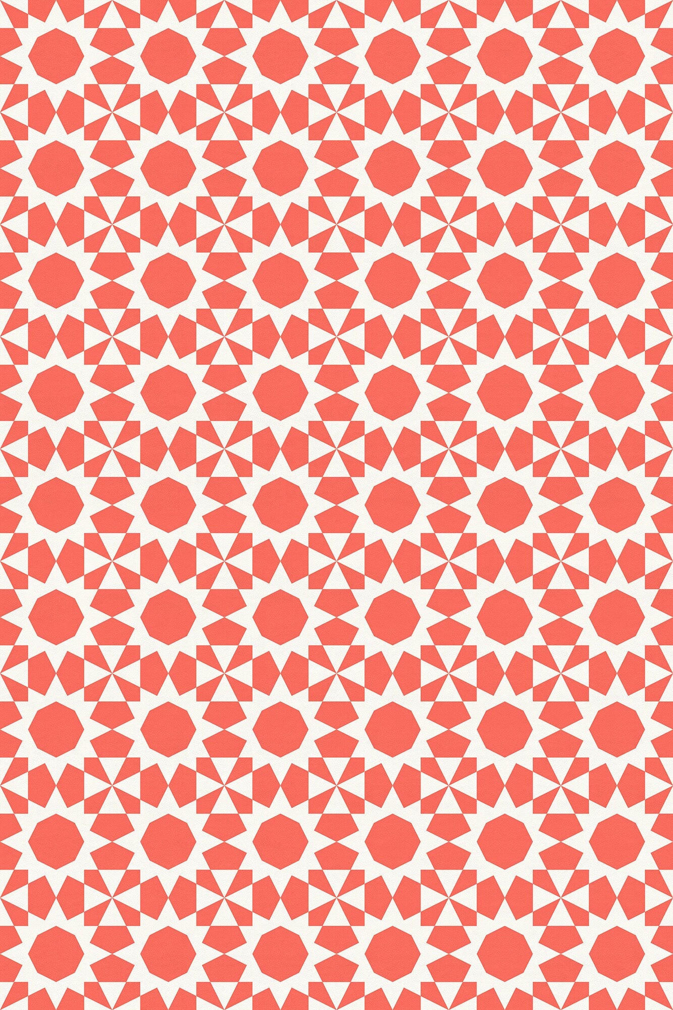Tan Lines Indoor/Outdoor Washable Floor Covering - Orange, Coral Mid-Century Geometric - 2-Ply Vinyl with Non-Slip Latex Backing