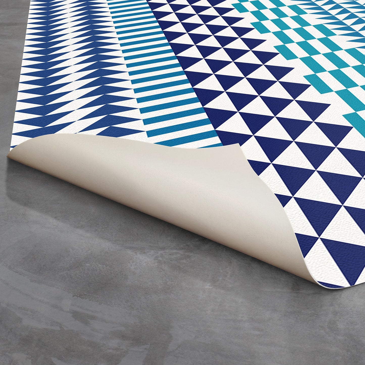 Bondurant Versatile Indoor/Outdoor Washable Rug - Southwestern Blue - Coastal Blue - Vinyl with Non-Slip Latex Backing