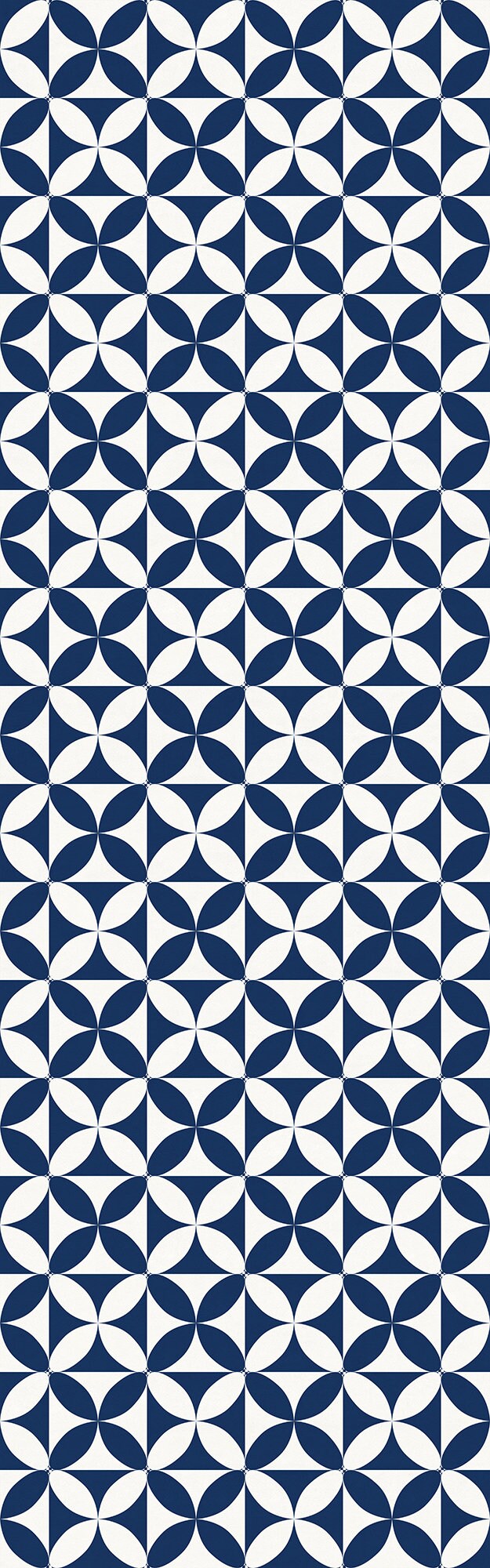 Fleur in Navy Versatile Vinyl Indoor/Outdoor Washable Rug - Contemporary Coastal Blue Geometric - Vinyl with Non-Slip Latex Backing
