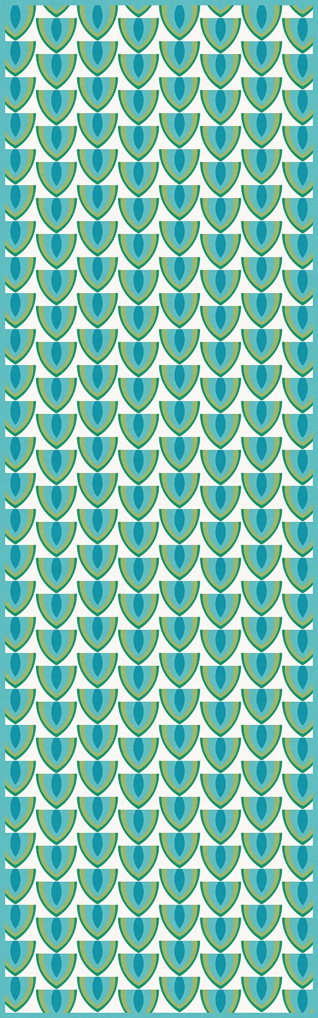 Fruit Bowl Versatile Indoor/Outdoor Washable Rug - Mid-Century Geometric Green, Blue - Vinyl with Non-Slip Latex Backing