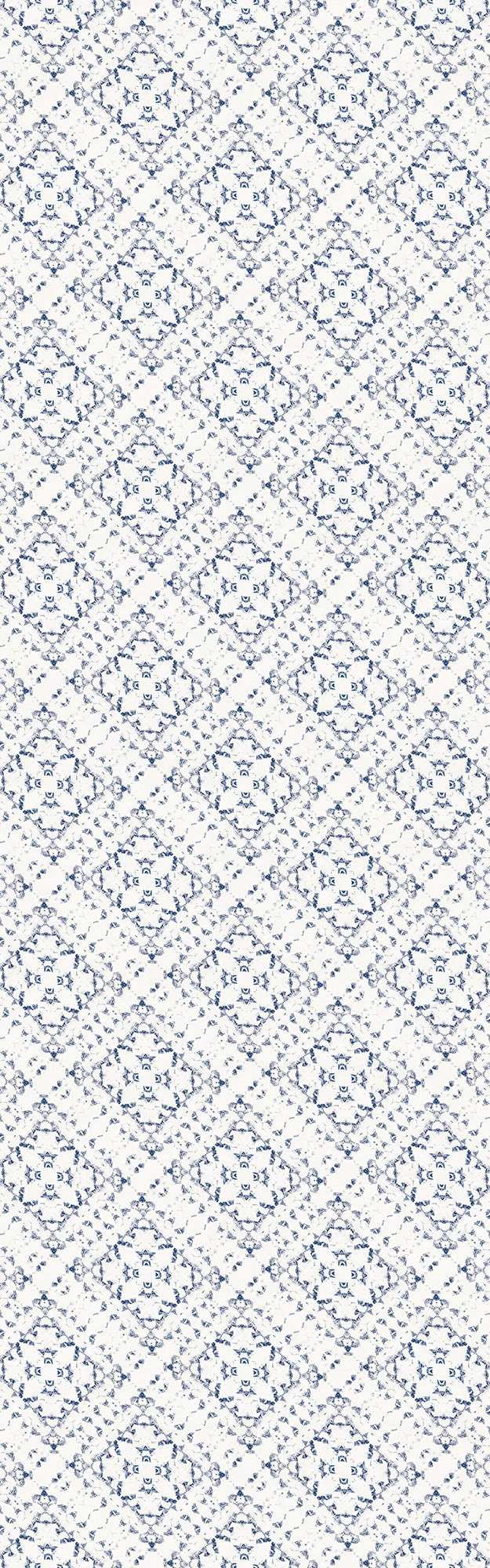 Royal Lace Indoor/Outdoor Washable Floor Covering - Blue, White Modern Farmhouse - 2-Ply Vinyl with Non-Slip Latex Backing