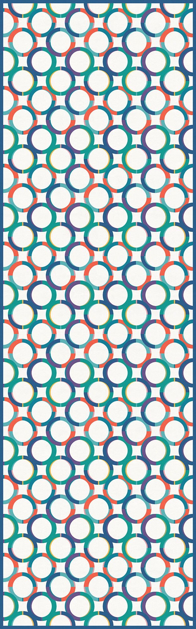 Bubbles Versatile Indoor/Outdoor Washable Rug - Blue, Orange, Teal Modern Geometric Circles - Vinyl with Non-Slip Latex Backing