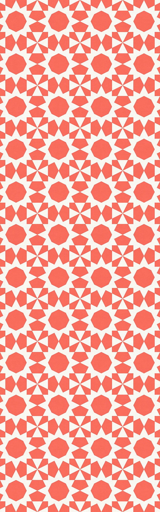 Tan Lines Indoor/Outdoor Washable Floor Covering - Orange, Coral Mid-Century Geometric - 2-Ply Vinyl with Non-Slip Latex Backing