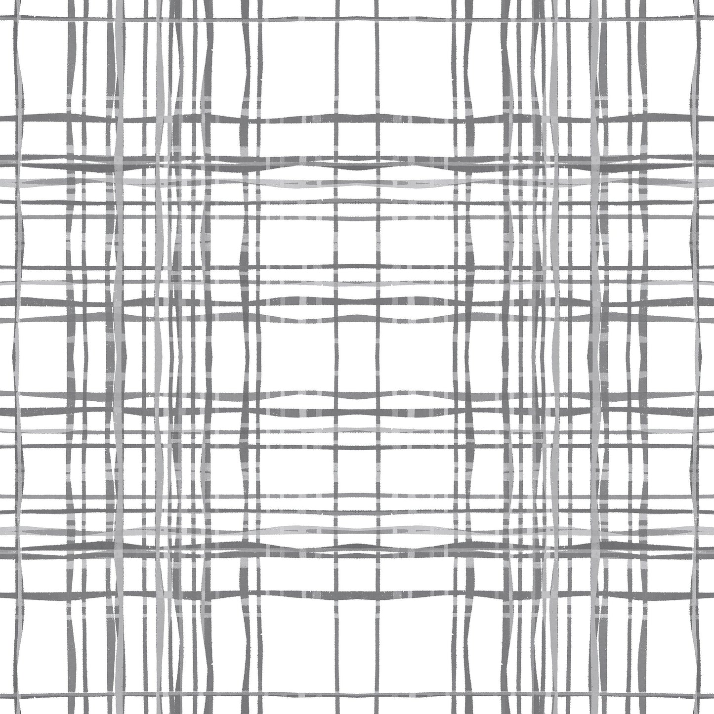 Organic Plaid Farmhouse Peel and Stick Wallpaper - Gray Modern Plaid - Water-Resistant Embossed Vinyl Canvas