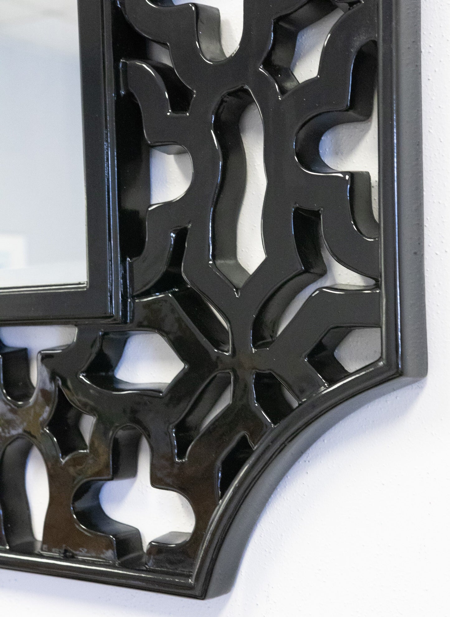 Olivia Large Decorative Wall Mirror Gloss Enamel Finish - Black or Orange High Gloss Finish - Mid-Century Modern Mirror