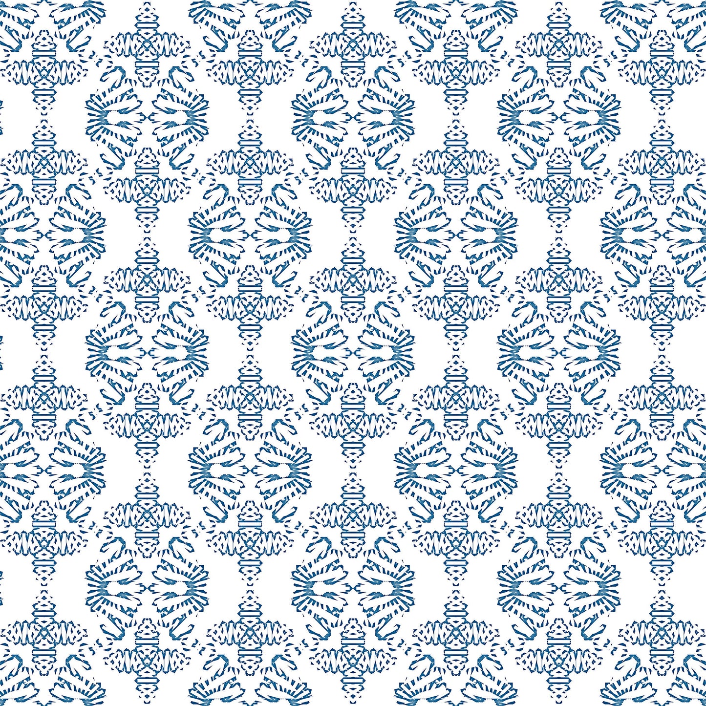 Dragon in Blue Vinyl Canvas Wallpaper - French Country Blue Geometric - Removable Reusable Peel & Stick Wallpaper Panel