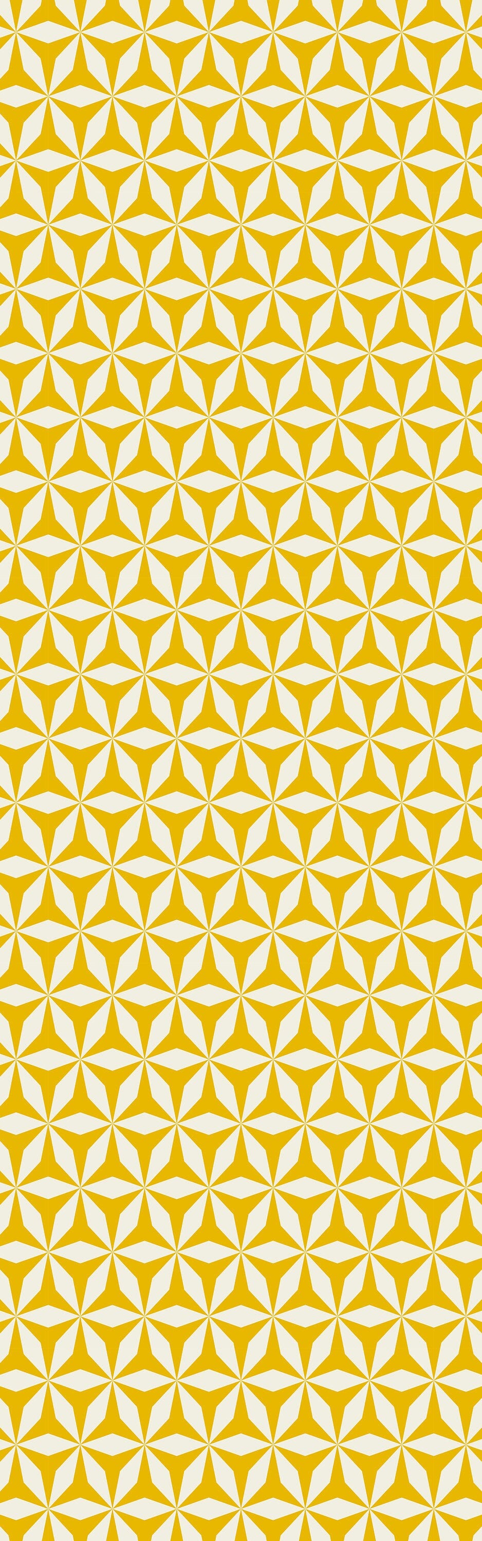 Origami in Yellow Indoor/Outdoor Floor Covering - Mid-Century Geometric - 2-Ply Vinyl with Non-Slip Latex Backing