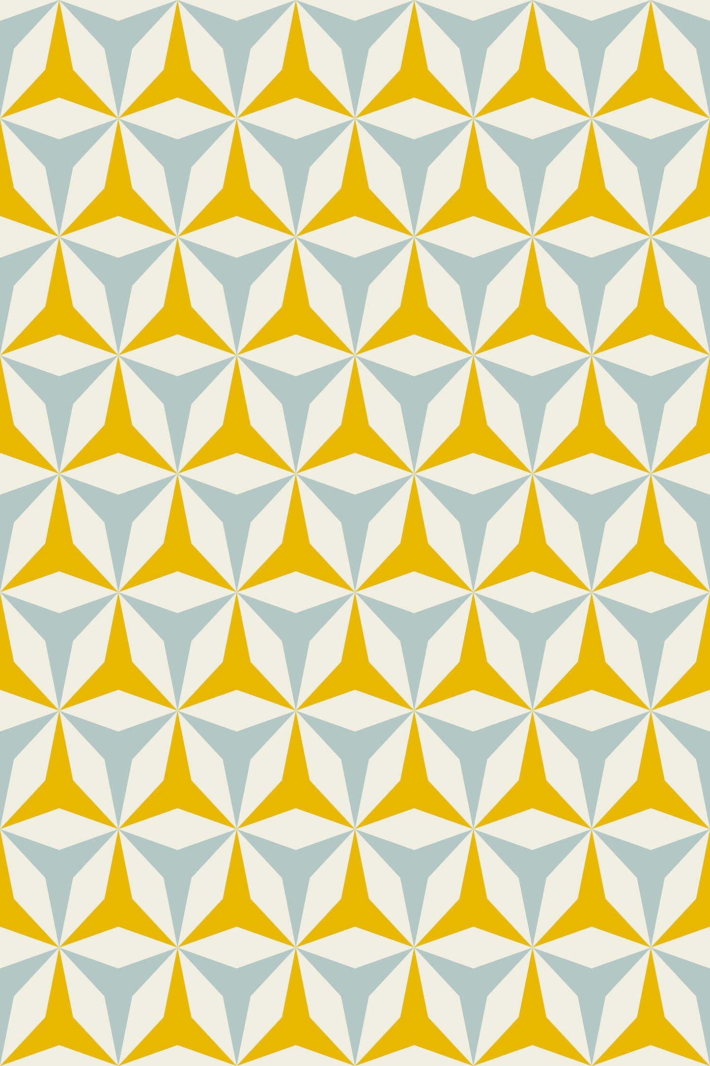 Origami in Yellow & Blue Indoor/Outdoor Floor Covering - Mid-Century Geometric - 2-Ply Vinyl with Non-Slip Latex Backing
