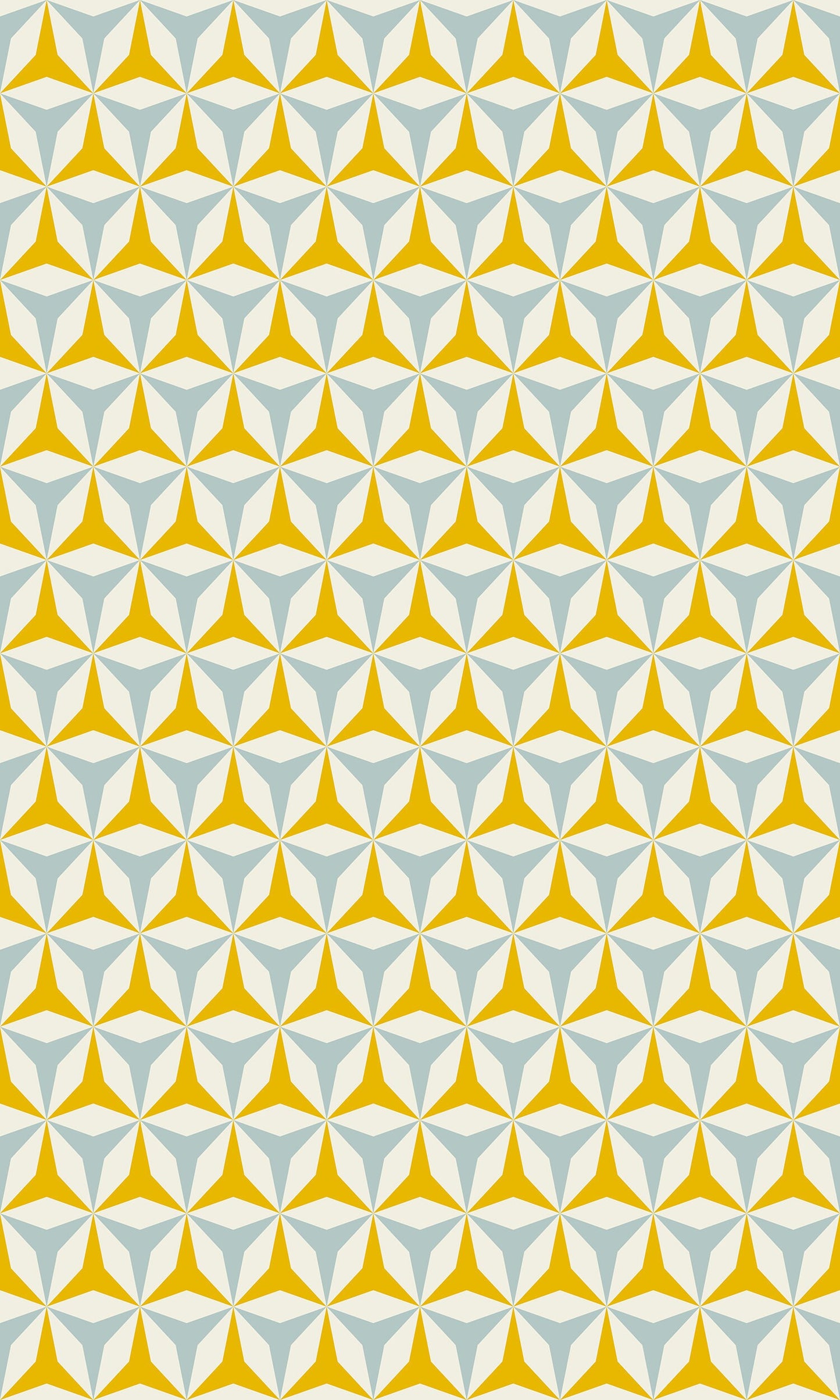 Origami in Yellow & Blue Indoor/Outdoor Floor Covering - Mid-Century Geometric - 2-Ply Vinyl with Non-Slip Latex Backing