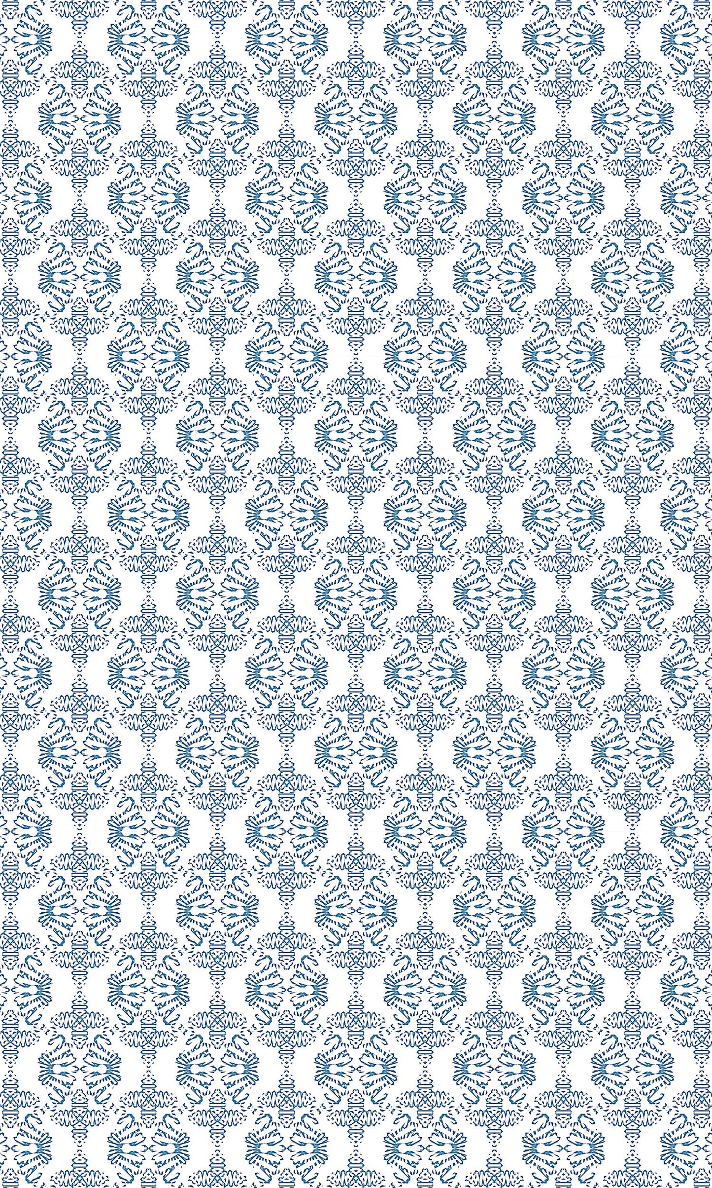 Dragon in Blue Versatile Indoor/Outdoor Rug - French Country Blue Geometric- Vinyl with Non-Slip Latex Backing