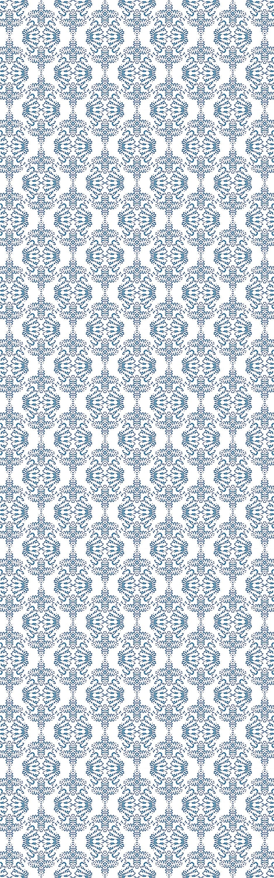 Dragon in Blue Versatile Indoor/Outdoor Rug - French Country Blue Geometric- Vinyl with Non-Slip Latex Backing