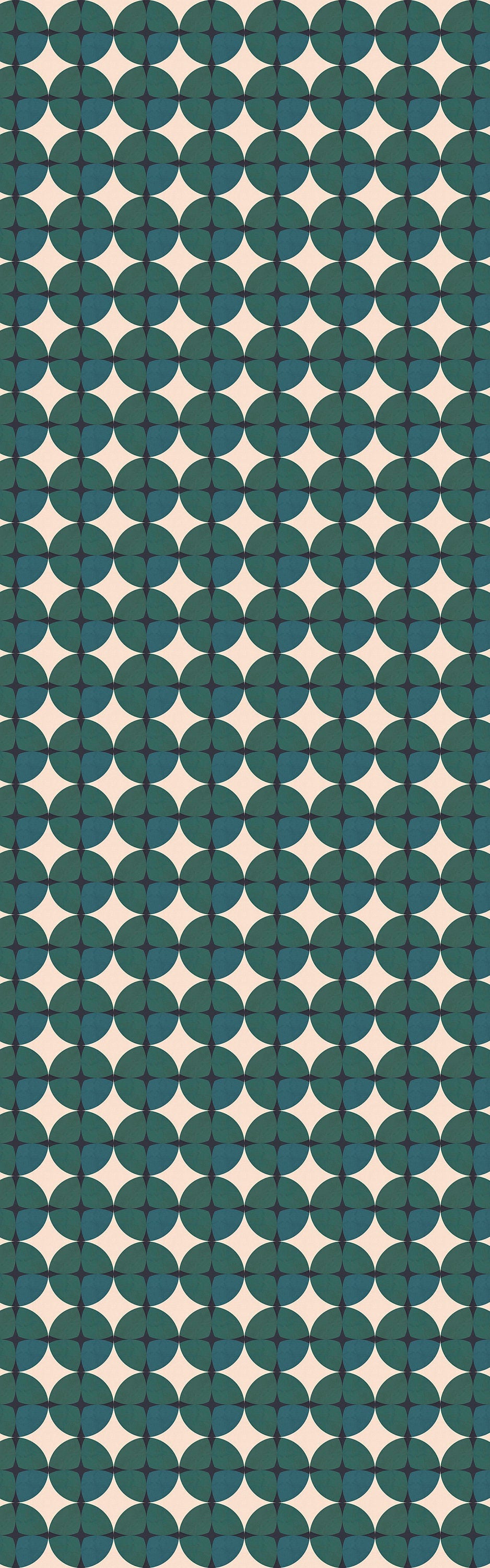 Gemstone Emerald Versatile Indoor/Outdoor Rug - Mid-Century Green Geometric- Ply Vinyl with Non-Slip Latex Backing